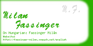 milan fassinger business card